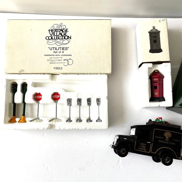 Dept 56 Lot Heritage Village Collection Utilities Village Express Van Mail Box - Picture 1 of 11